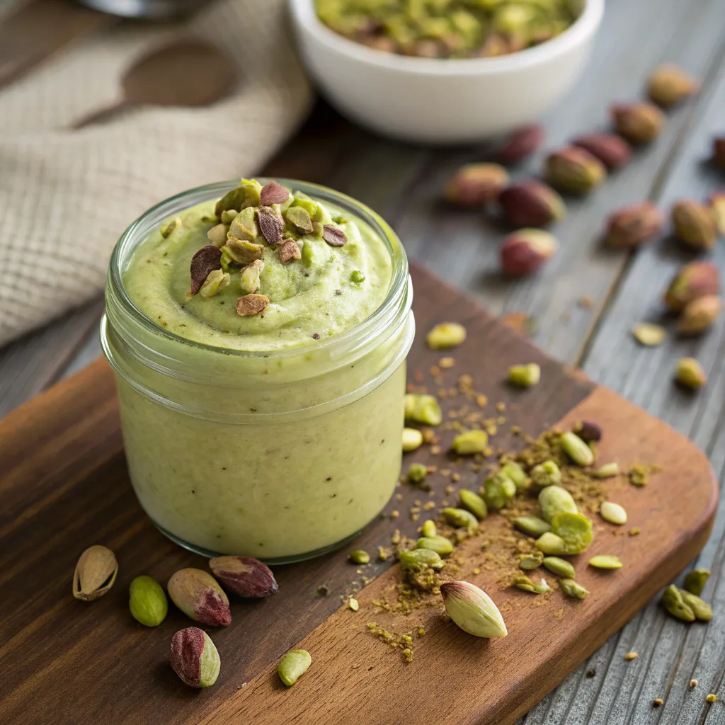 Delicious Pistachio Butter Recipes You Need to Try Today 8 Creamy homemade pistachio butter in a glass jar